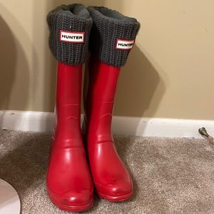Red Hunter Boots with Sweater Inserts